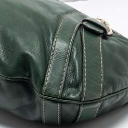 Gucci Green Leather Medium Crest Boule Hobo