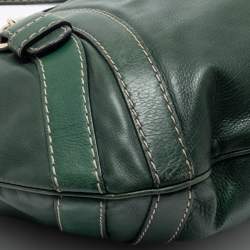 Gucci Green Leather Medium Crest Boule Hobo