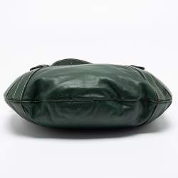 Gucci Green Leather Medium Crest Boule Hobo