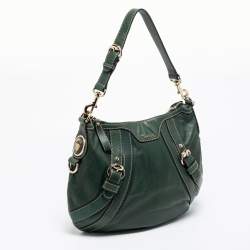 Gucci Green Leather Medium Crest Boule Hobo