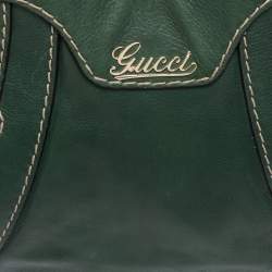 Gucci Green Leather Medium Crest Boule Hobo