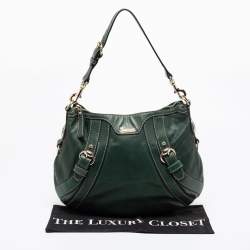 Gucci Green Leather Medium Crest Boule Hobo