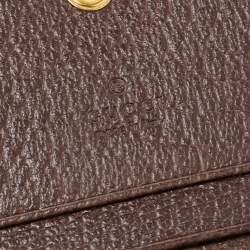 Pre Owned Gucci Brown GG Supreme Canvas and Leather Web Ophidia Card Case Wallet