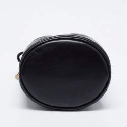 Pre Owned Gucci Black Matelassé Leather Mini GG Marmont Bucket Bag      