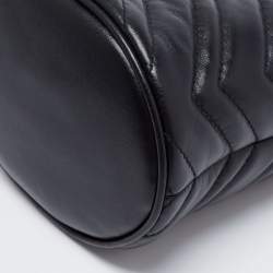 Pre Owned Gucci Black Matelassé Leather Mini GG Marmont Bucket Bag      