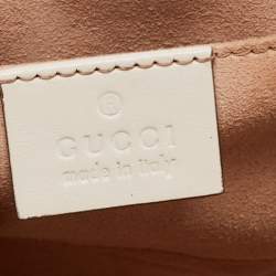 Pre Owned Gucci Off White Matelassé Leather Mini GG Marmont Shoulder Bag