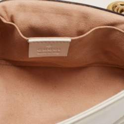 Pre Owned Gucci Off White Matelassé Leather Mini GG Marmont Shoulder Bag