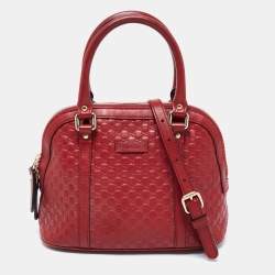 tas satchel Gucci Dome Microguccissima Mini Red Leather Satchel