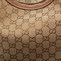 مملوكة مسبقًا Gucci Beige/Metallic Bronze GG Canvas And Leather GG Twins Hobo