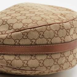 مملوكة مسبقًا Gucci Beige/Metallic Bronze GG Canvas And Leather GG Twins Hobo