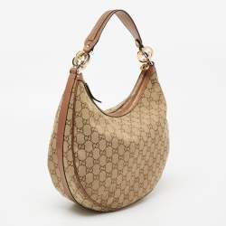 مملوكة مسبقًا Gucci Beige/Metallic Bronze GG Canvas And Leather GG Twins Hobo