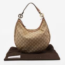 مملوكة مسبقًا Gucci Beige/Metallic Bronze GG Canvas And Leather GG Twins Hobo
