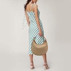 مملوكة مسبقًا Gucci Beige/Metallic Bronze GG Canvas And Leather GG Twins Hobo