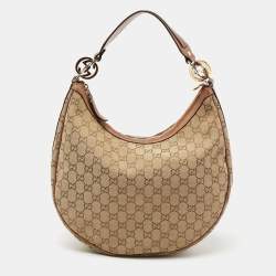 مملوكة مسبقًا Gucci Beige/Metallic Bronze GG Canvas And Leather GG Twins Hobo