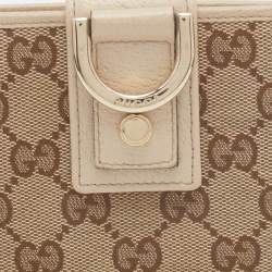 مملوكة مسبقًا Gucci Beige/Brown GG Canvas And Leather Abbey D-Ring Compact Wallet