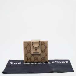 مملوكة مسبقًا Gucci Beige/Brown GG Canvas And Leather Abbey D-Ring Compact Wallet
