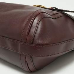 Pre Owned Gucci Dark Burgundy Leather Medium Double G Running Hobo