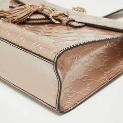 Pre Owned Gucci Metallic Pink Guccissima Glossy Leather Medium Emily Shoulder Bag