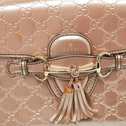 Pre Owned Gucci Metallic Pink Guccissima Glossy Leather Medium Emily Shoulder Bag