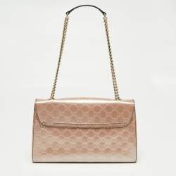 Pre Owned Gucci Metallic Pink Guccissima Glossy Leather Medium Emily Shoulder Bag