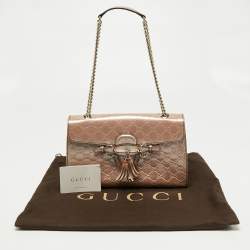 Pre Owned Gucci Metallic Pink Guccissima Glossy Leather Medium Emily Shoulder Bag
