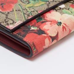 Pre Owned Gucci Multicolor GG Supreme Blooms Coated Canvas Flap Continental Wallet
