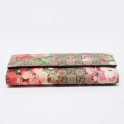 Pre Owned Gucci Multicolor GG Supreme Blooms Coated Canvas Flap Continental Wallet