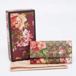 Pre Owned Gucci Multicolor GG Supreme Blooms Coated Canvas Flap Continental Wallet