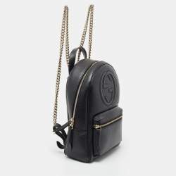 Pre Owned Gucci Black Leather Soho Chain Backpack