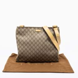 Pre Owned Gucci Cream/Beige GG Supreme Canvas and Leather Messenger Bag