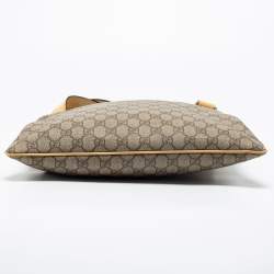 Pre Owned Gucci Cream/Beige GG Supreme Canvas and Leather Messenger Bag