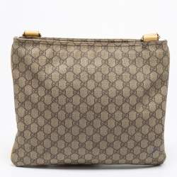 Pre Owned Gucci Cream/Beige GG Supreme Canvas and Leather Messenger Bag
