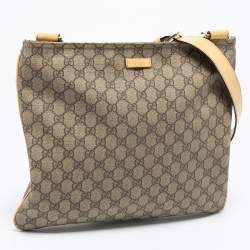 Pre Owned Gucci Cream/Beige GG Supreme Canvas and Leather Messenger Bag