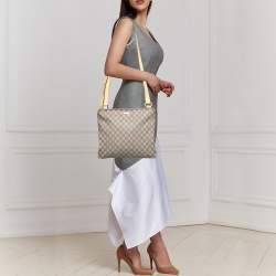 Pre Owned Gucci Cream/Beige GG Supreme Canvas and Leather Messenger Bag