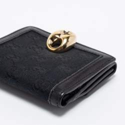 Gucci Black GG Canvas And Leather Bifold Wallet
