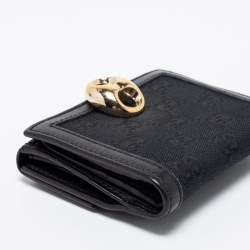 Gucci Black GG Canvas And Leather Bifold Wallet