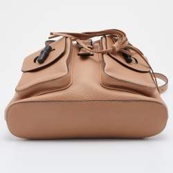 Pre Owned Gucci Beige Leather Tassel Bamboo Backpack