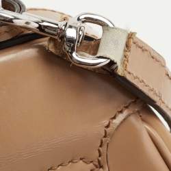Pre Owned Gucci Beige Glossy Leather Mini Lady Lock Bamboo Top Handle Bag