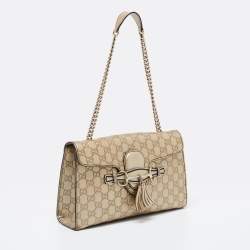 مملوكة مسبقًا Gucci Gold Guccissima Leather Medium Emily Chain Shoulder Bag