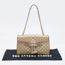 مملوكة مسبقًا Gucci Gold Guccissima Leather Medium Emily Chain Shoulder Bag