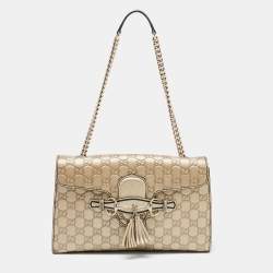 مملوكة مسبقًا Gucci Gold Guccissima Leather Medium Emily Chain Shoulder Bag