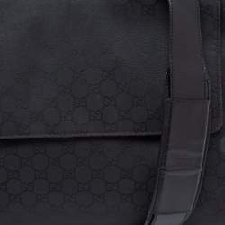 Pre Owned Gucci Black GG Nylon Messenger Bag