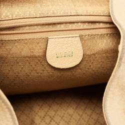 Pre Owned Gucci Beige Suede and Leather Bamboo Drawstring Backpack