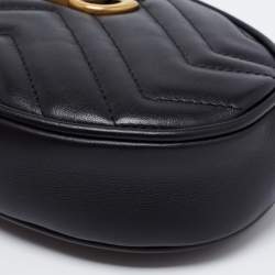 Pre Owned حقيبة خصر غوتشي جي جي مارمونت جلد ماتيلاس أسود 