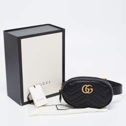 Pre Owned حقيبة خصر غوتشي جي جي مارمونت جلد ماتيلاس أسود 