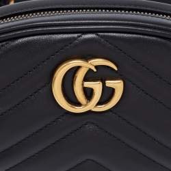 Pre Owned حقيبة خصر غوتشي جي جي مارمونت جلد ماتيلاس أسود 