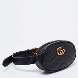 Pre Owned حقيبة خصر غوتشي جي جي مارمونت جلد ماتيلاس أسود 