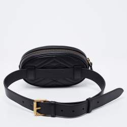 Pre Owned حقيبة خصر غوتشي جي جي مارمونت جلد ماتيلاس أسود 