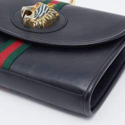 Pre Owned Gucci Black Leather Small Rajah Shoulder Bag