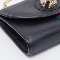 Pre Owned Gucci Black Leather Small Rajah Shoulder Bag